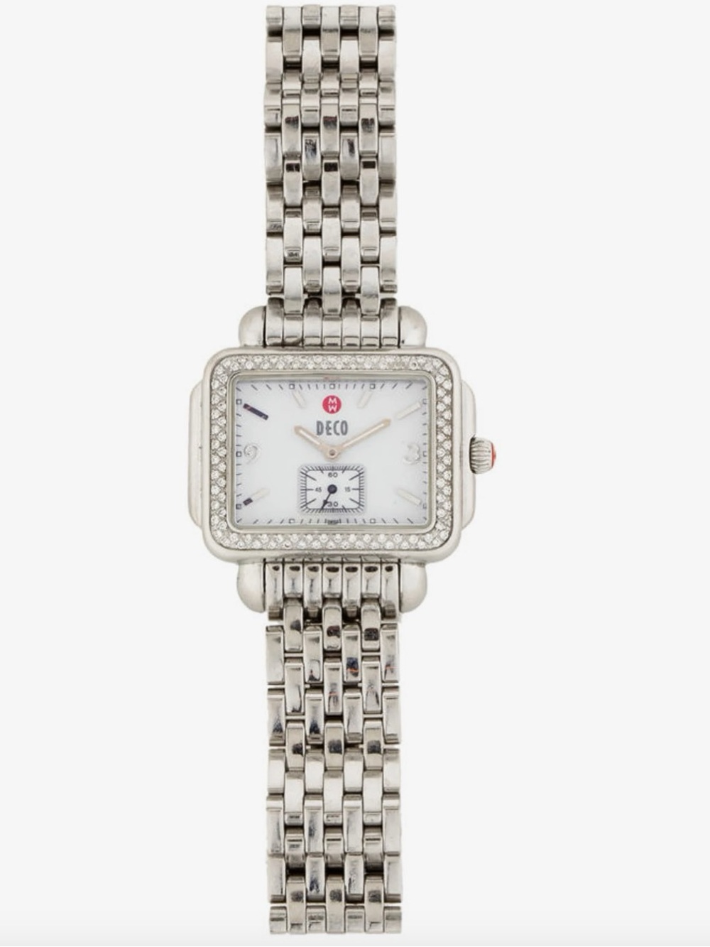 Michele Silver Stainless Steel Diamond-Accent Square Dial Watch - Picture 9 of 10